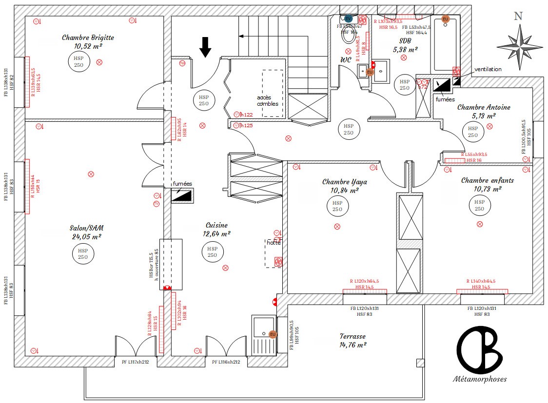 Plan d'état des lieux d'un appartement de 100m2